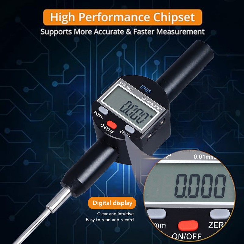 Digital Dial Indicator 0.01mm 0.0005in Resolution 0 To 50mm 2in