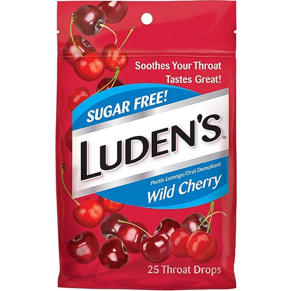 Luden's Sugar Free Throat Drops, Wild Cherry 25 ea (Pack of 10)