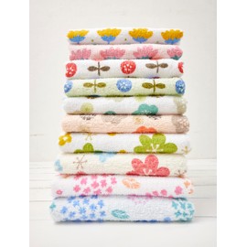 kosugizen Face Towels, Printed Flowers, 13.4 x 31.5 inches (34 x 80 cm), Set of 10 with 5 Patterns