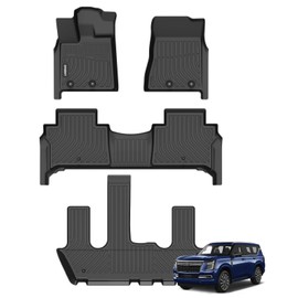 GINOWY-Floor Mats for Nissan Armada/Infiniti QX80 2025 2026 Bucket Seating All Weather Car Floor Mats Armada 2025 Waterproof Easy to Clean Armada Floor Liners Accessories Black