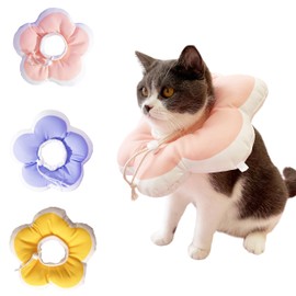 KOOBURS Cat Cone Collar Soft, Adjustable Kitten Cone After Surgery, Waterproof Recovery E Collar for Pet to Stop Licking (Pink Flower, Medium)