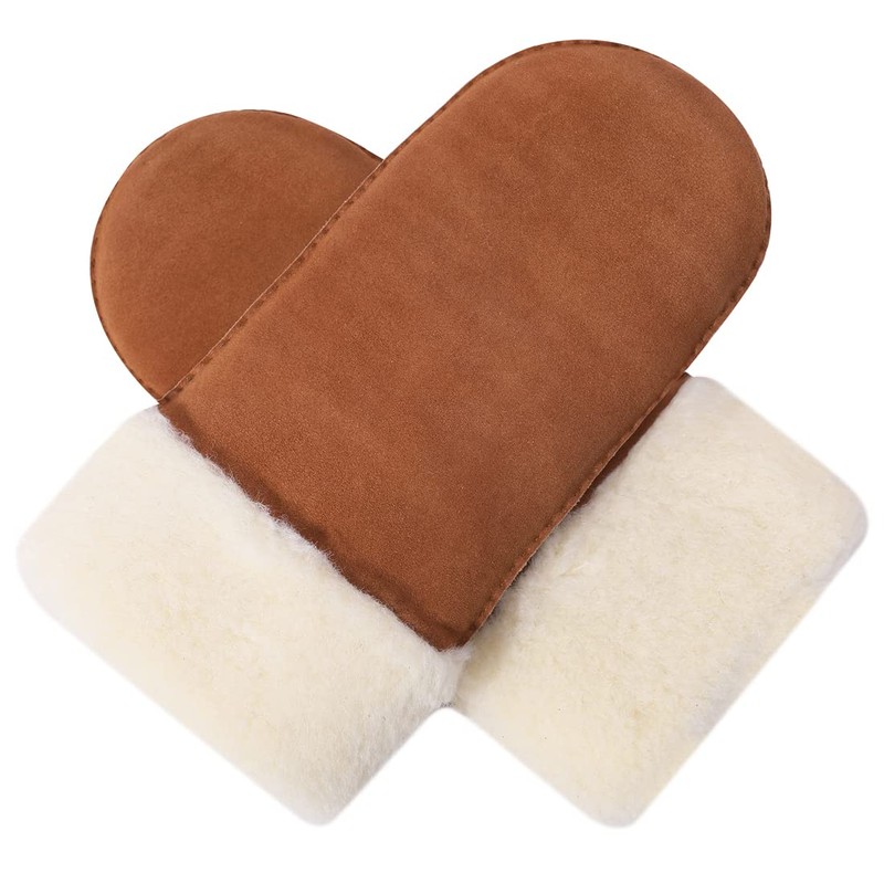 Harssidanzar Mitten Gloves For Mens,Winter Cold Weather Sheepskin Shearling Heated