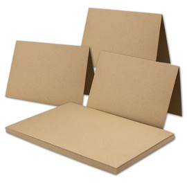 50 x Vintage Kraft Paper Folding Cards DIN B6-120 x 169 mm - Sand Brown - Recycled - 240 g/m² Blank Folding Cards - Environment by Gustav Neuser