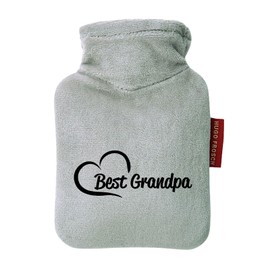 Huuraa Taschenwärmer Best Grandpa Heart Geschenk 0,2 Liter Grey Mini Veloursbezug Best Grandpa Geschenkidee