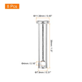 sourcing map 8Pcs 5/16"x1-1/2" Single Hole Clevis Pins, Carbon Steel Flat Head Single Hole Clevis Pins for Mechanics Repair, Furniture Installation, Industrial Equipment, DIY (Blue White)