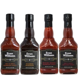 Evan Williams BBQ grilling Variety FOUR pack Includes: Spicy Apple/Hot-N-Spicy/Hickory Smoked/Bourbon Marinade