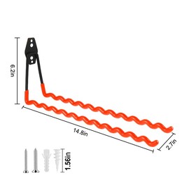 ZexHok Wall Mounted Garage Hooks Tool Organizer, 14 Inch Garage Storage Hook Heavy Duty Utility Wall Hangers Orange for Ladders, Hose, Garden Tools, Set of 4