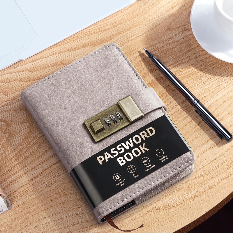 WEMATE Password Book with Lock, Password Book with Alphabetical Tabs