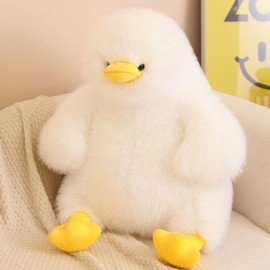 OUKEYI 15.7in/40cm Plush Duck Stuffed Animal Soft Toys,Cute Fried Duck Doll, Little Duck Pillow Plush Toy,Gifts for Friends and Children Christmas (White)
