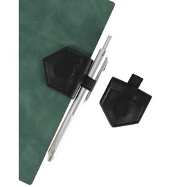 Magnetic Leather Bookmarks with Pen Holder Vegan Leather Book Marks Gifts for Reading Book Lovers Notebook Travelers (Black-2PC)