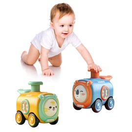 QULEWUU Press and Go Cars Toys for Toddlers Over 18 Months, Tiger and Koalo Cartoon Cars with Surprise Whistle, Pull Back Cars for Boys Girls Kids Ages 2 3 4 5 Years Old (Type-A)