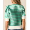 InterNos Womens Bow Front Short Sleeves Sweater Classic Striped V