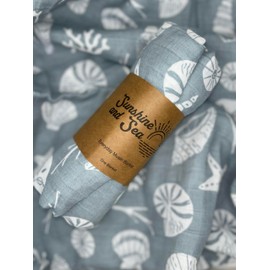 Generic Sunshine & Sea Newborn Nursery Muslin Swaddle Blanket (Sea Treasures), Baby, Coral, 00003-CRLRN