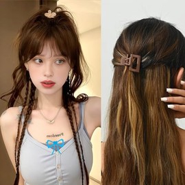 18Pcs Medium Claw Hair Clips for Women Girls,Matte Love,Triangle,Ribbon and Semicircle Small Claw Clips for Thin/Medium Thick Hair Cute Hair Accessori