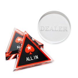 DIFEIUKI Poker All-in-One Dealer Button Set of 3 Dealer Code Acrylic Triangle with Heart All in Poker Accessories Round Artificial Crystal with DEALER Casino Supplies Game Playing Cards