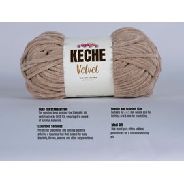 Keche Velvet Yarn for Crocheting, Soft Chenille Bulky Baby Blanket Amigurumi Yarn 2x100 gr (2x132 yds) (2 Skeins) (Camel)