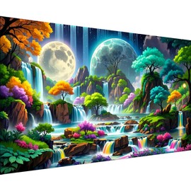 mjcakrn Landscape Diamond Painting Kits for Adults, Diamond Art Kits for Beginners 5D Full Drill Abstract Diamond Art Painting Kits Crystal Gem Art DIY Crafts Kits for Home Wall Decor 28x16inch