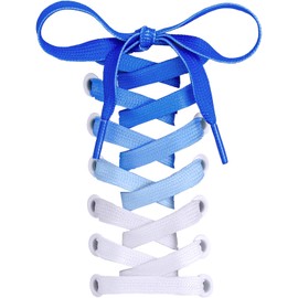 High Five Shoelaces, Gradient Shoelaces, Flat Laces, 37.4, 47.2, 55.1 inches (95 cm), 47.2 inches (120 cm), 55.1 inches (140 cm), Sneakers, Low Cut, Cute, Set of 2, 1 Pair, blue