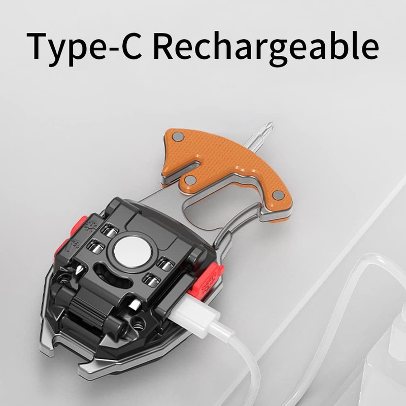 BY-J 2-Pack LED Small Flashlight Multitool, Rechargeable Keychain Light, COB