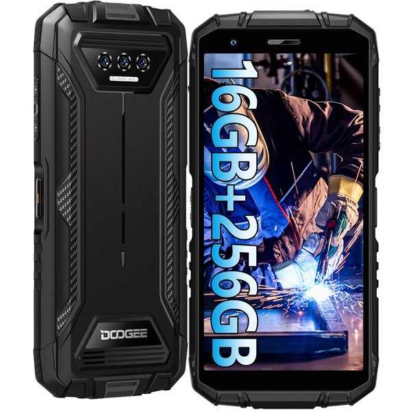 DOOGEE S41 Max (2024) Outdoor Smartphone Android 13, 16GB + 256GB/1TB, Outdoor Mobile Phone Without Contract, 6300mAh, 13MP + 8MP, 5.5 Inch Display, IP68/69K Waterproof Mobile Phone/Dual 4G SIM/Face