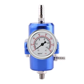 Fuel Pressure Regulator Kit,Regulador De Presion De Gasolina,FPR ajustable Kit de regulador de presión de de aleación de aluminio con manguera de calibre 0 140psi(Azul)