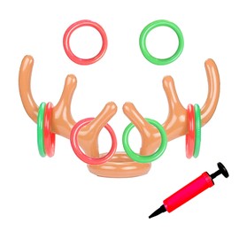 Spldsun Pack of 10 Ring Toss Game Inflatable Antlers Ring Throwing Game Set 1 Inflatable Antlers 8 Colour Inflatable Rings and 1 Air Pump for Summer Hawaii Children's Birthday Party