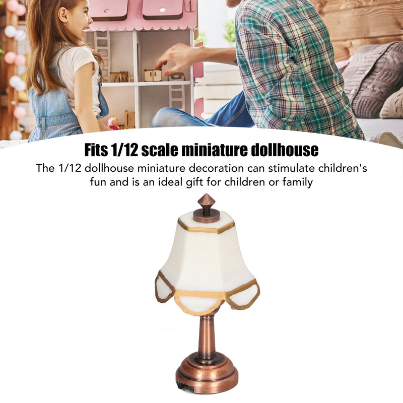Miniature Lamp 1/12 Scale White 6cm Overall Height Battery Operated