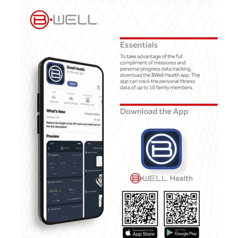 BWell Bluetooth Wall-Mounted Contactless Infrared Forehead Thermometer with Larg