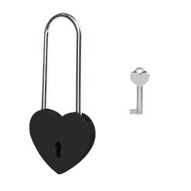 Gradleen Single Heart Lock with Key 3.5 Inches,50mm Love Padlock Matte Finish Black Metal Love Lock for Lovelock Bridge,Card Box,Jewelry Box,Diary Book,Handbag
