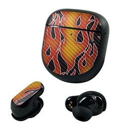 MightySkins Carbon Fiber Skin Compatible with Bose QuietComfort Earbuds II (2022) - Hot Flames | Protective, Durable Textured Carbon Fiber Finish | Easy to Apply and Change Styles | Made in The USA