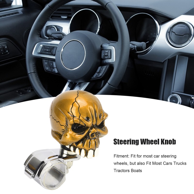 Steering Wheel Spinner Knob Skull Shape Universal Power Handle for