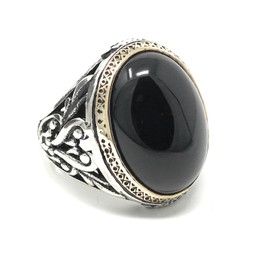 KAR 925K Stamped Sterling Silver Black Onyx Men's Ring I1I (7)