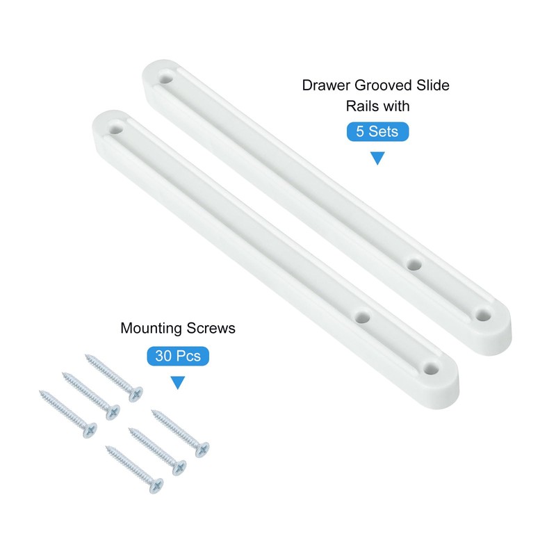 sourcing map Drawer Slides, 5Set 180mm - Plastic Drawer Rails