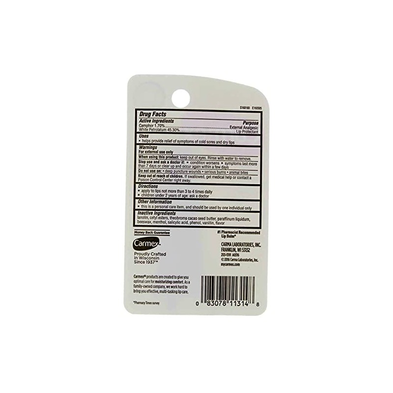 Carmex Bálsamo Labial Original Analgésico Externo - 0.35 oz