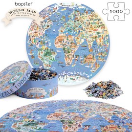Jigsaw Puzzles For Adults 1000 Piece World Map Round Puzzle - Map of the World Jigsaw 1000 Piece Jigsaw Puzzles For Adults And Kids - Geography Gifts by bopster