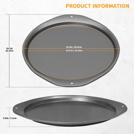 RavisingRidge Pizza Pan - 14 Inch Nonstick Pizza Pan for Oven with Widen Handles for Cooking, Baking, and Grilling - Durable, Even Heating, Long-Lasting Kitchen Cookware (2, Black)