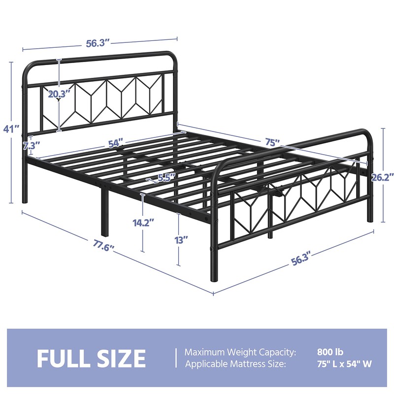 Yaheetech Metal Platform Bed Frame Mattress Foundation with Diamond Pattern