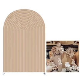 Iydamc Beige Brown Ripples Spandex Arched Backdrop Covers for Birthday Party Decoration 4x7ft Arched Frame Background Cover Photo Background