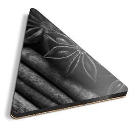 1 x Triangle Coaster - BW - Star Anise Cinnamon Sticks Spices Chef Cork Backed MDF Glossy Tea Coffee Accessory #43586