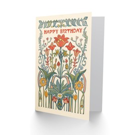 Artery8 Birthday Card Art Nouveau Wildflowers Design Floral Classic Garden For Him Her Man Woman Girl Boy Wife Husband Greeting Card