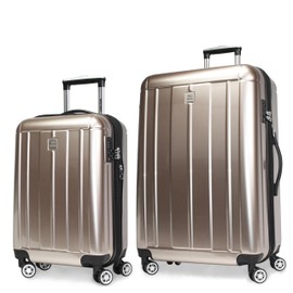 World Traveler Contour Lightweight Polycarbonate Hardside Expandable Spinner Luggage with TSA Lock, Champagne, 2-Piece Set(20in,28in)