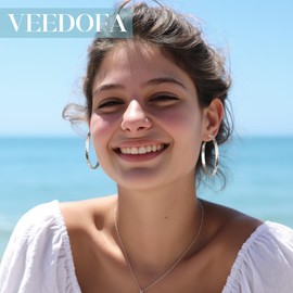 VEEDOFA Silber Hoop Ohrringe für Damen, Hypoallergen Leichtgewicht 925 Sterlingsilber-Post, Silber Ohrringe für Damen, Schmuckgeschenke 30/40/50/60MM