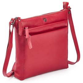 Crossbody Bag for Women Trendy Real Leather Purse Small Soft Pebbled Handbags Crossover Shoulder Pocketbook (Red Nappa)