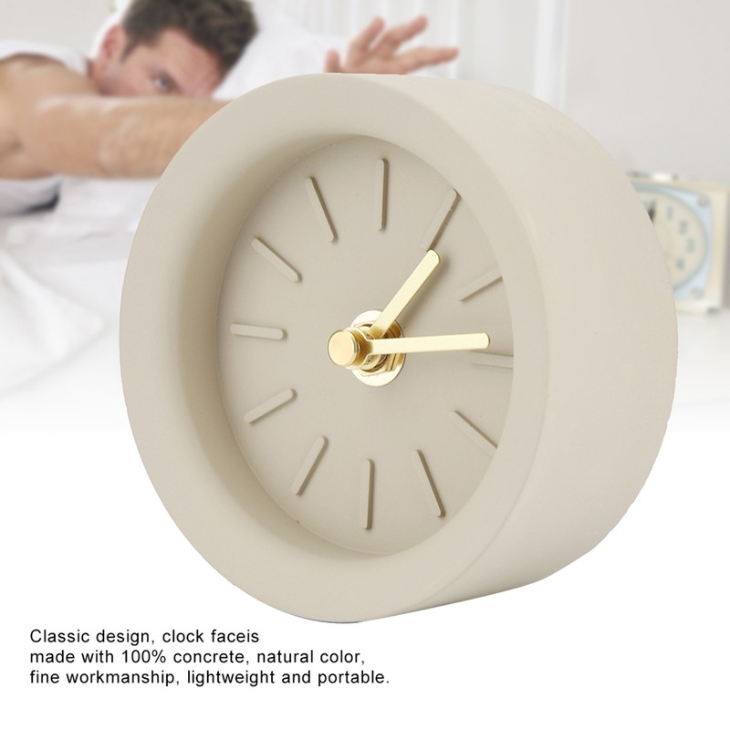 Cement Concrete Clock Silent Alarm Clock Quartz Table Clock (Battery