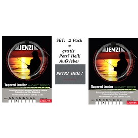 Set of 2 Tapered Leader Fly Leader from Jenzi All Sizes + Free Petri Heil! Sticker (Size 2)
