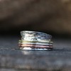Energy Stone SERENITY Sterling Silver Meditation Spinning Ring Hammered Pattern
