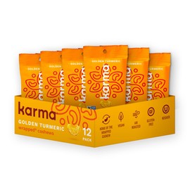 Golden Turmeric Cashews with Skin by Karma Nuts, Whole, Roasted, Vegan, Gluten Free, Low Net Carb, Natural, Everyday Nut Snack, 1.5 Ounce (12 Snack Packs)