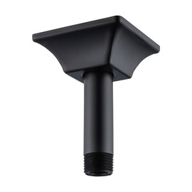 SEABEFORE 4" Ceiling Mounted shower arm Matte Black shower head extension with unique matching escutcheon, Standard 1/2" Connection
