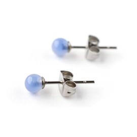 4mm Gemstone Stud Earrings - Hypoallergenic Surgical Steel (blue onyx)