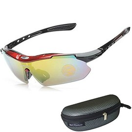 [WL Products] Lightweight Sports Sunglasses / Running Jogging Cycling Drive Asian Fit Nose Pad SPS022 (Red(Rainbow), Free)